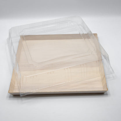 14"x14" Extra Large Balsa Wood Tray with Clear PET Lid