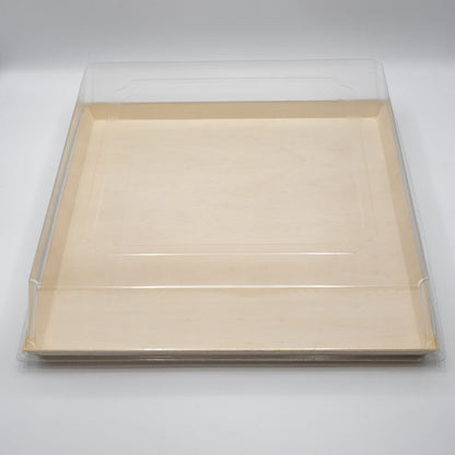 14"x14" Extra Large Balsa Wood Tray with Clear PET Lid