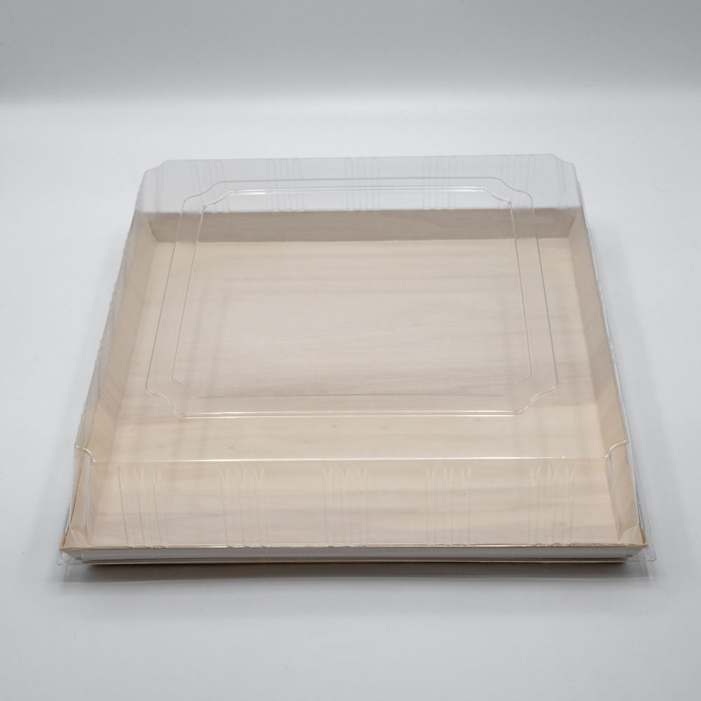 14"x14" Extra Large Balsa Wood Tray with Clear PET Lid