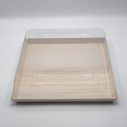 14"x14" Extra Large Balsa Wood Tray with Clear PET Lid