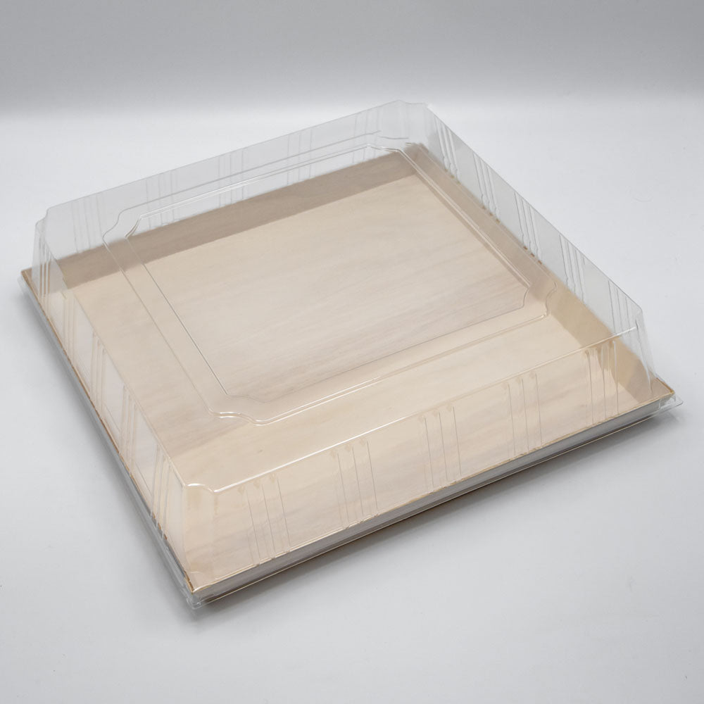 14"x14" Extra Large Balsa Wood Tray with Clear PET Lid