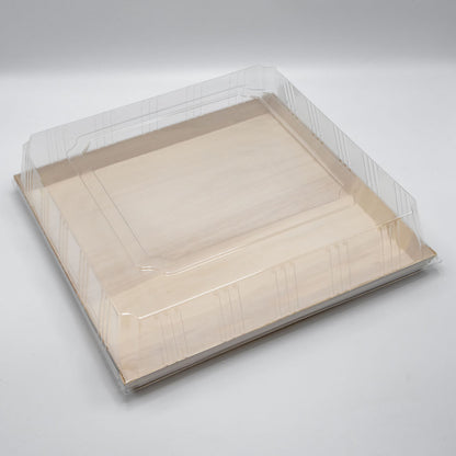 14"x14" Extra Large Balsa Wood Tray with Clear PET Lid