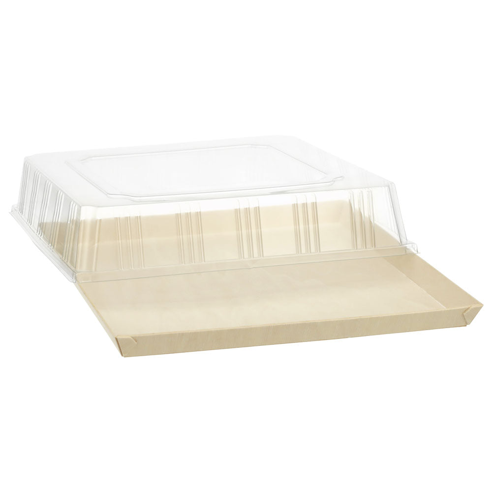 14"x14" Extra Large Balsa Wood Tray with Clear PET Lid