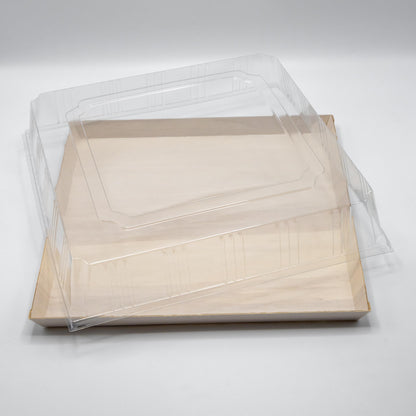 12"x12" Extra Large Balsa Wood Tray with Clear PET Lid