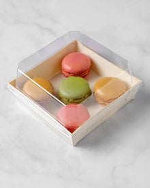 4.6"x4.6"x1.25" Mini Balsa Wood Tray with Clear PET Lid