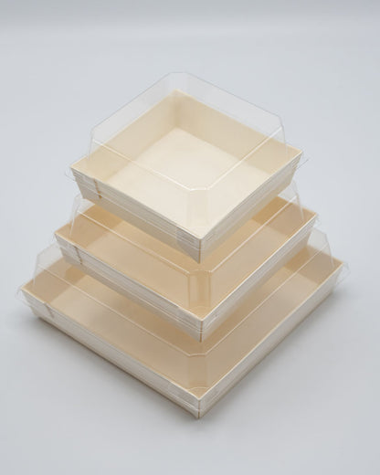 4.6"x4.6"x1.25" Mini Balsa Wood Tray with Clear PET Lid