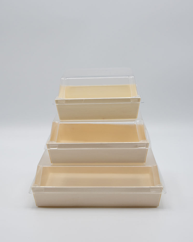 4.6"x4.6"x1.25" Mini Balsa Wood Tray with Clear PET Lid