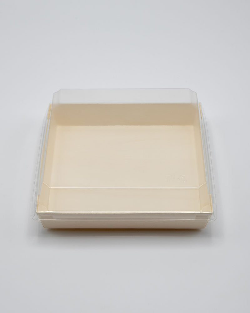 4.6"x4.6"x1.25" Mini Balsa Wood Tray with Clear PET Lid