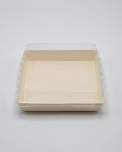 4.6"x4.6"x1.25" Mini Balsa Wood Tray with Clear PET Lid
