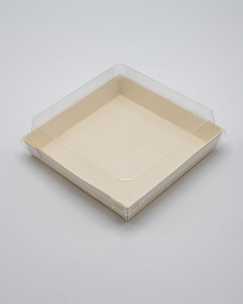 4.6"x4.6"x1.25" Mini Balsa Wood Tray with Clear PET Lid