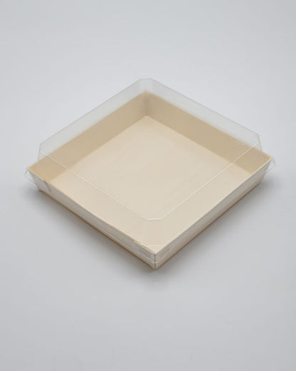 4.6"x4.6"x1.25" Mini Balsa Wood Tray with Clear PET Lid