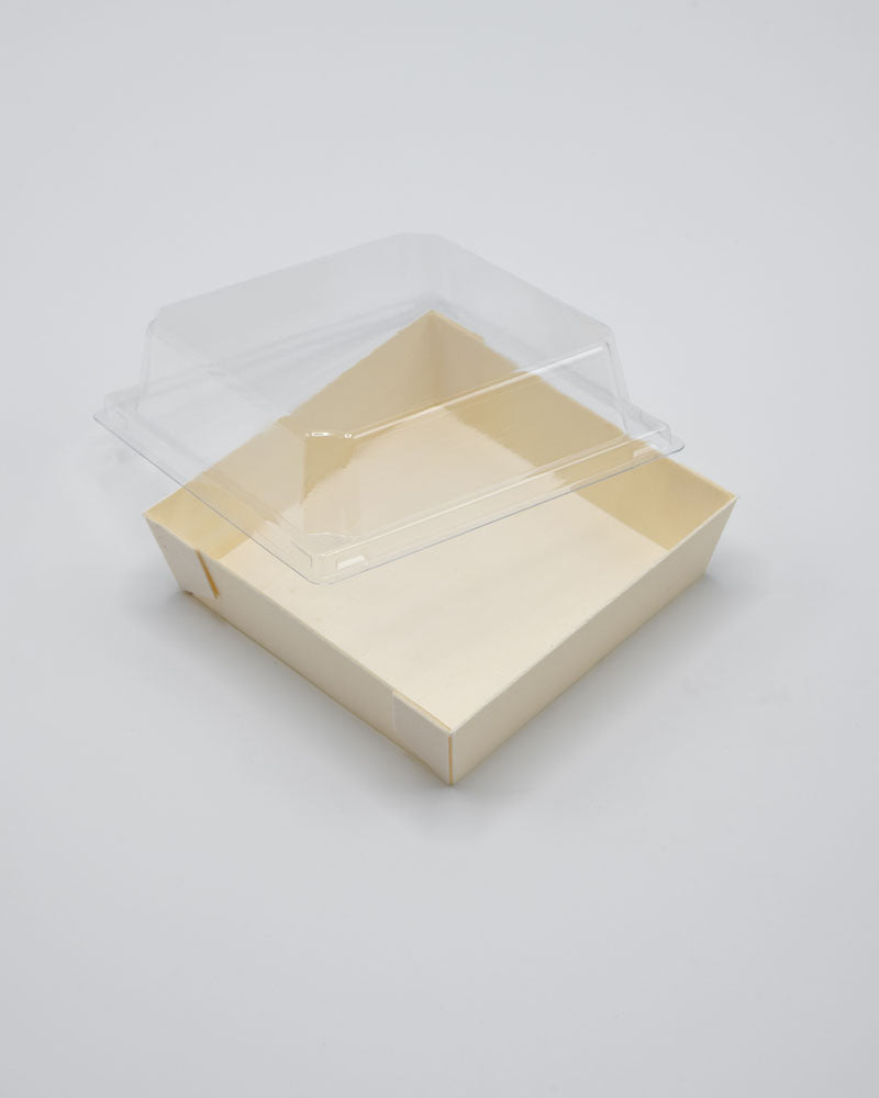 4.6"x4.6"x1.25" Mini Balsa Wood Tray with Clear PET Lid