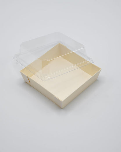 4.6"x4.6"x1.25" Mini Balsa Wood Tray with Clear PET Lid