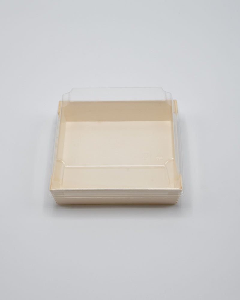 5.6"x5.6"x1.25" Mini Balsa Wood Tray with Clear PET Lid