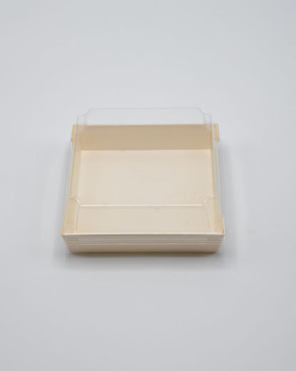 5.6"x5.6"x1.25" Mini Balsa Wood Tray with Clear PET Lid