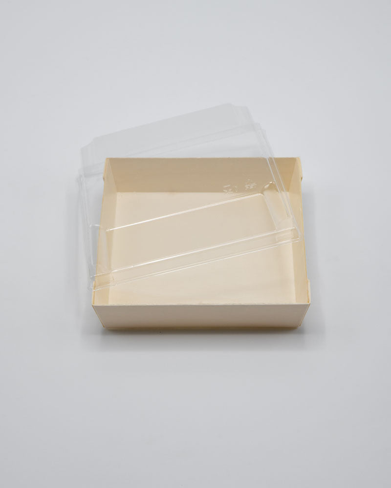 5.6"x5.6"x1.25" Mini Balsa Wood Tray with Clear PET Lid