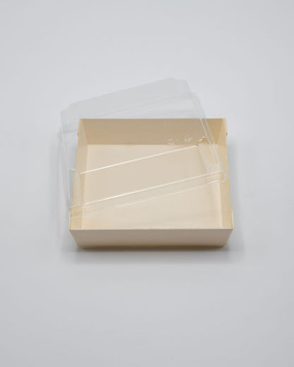 5.6"x5.6"x1.25" Mini Balsa Wood Tray with Clear PET Lid