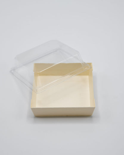 5.6"x5.6"x1.25" Mini Balsa Wood Tray with Clear PET Lid
