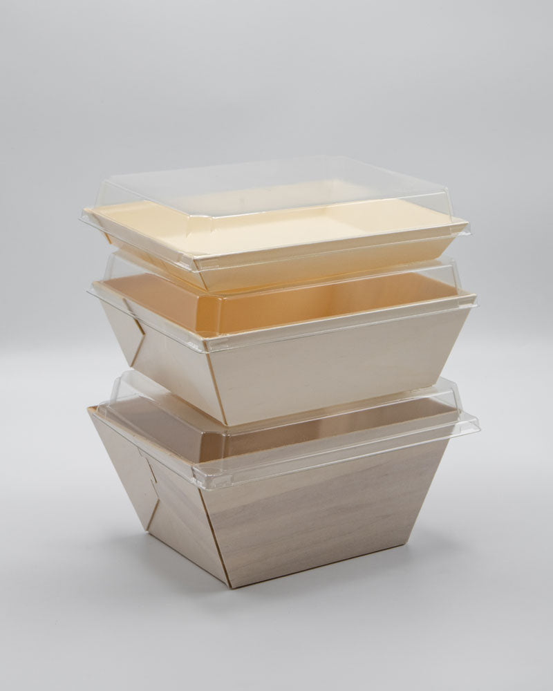 6"x8"x3" Small Deep Balsa Wood Tray with Clear PET Lid