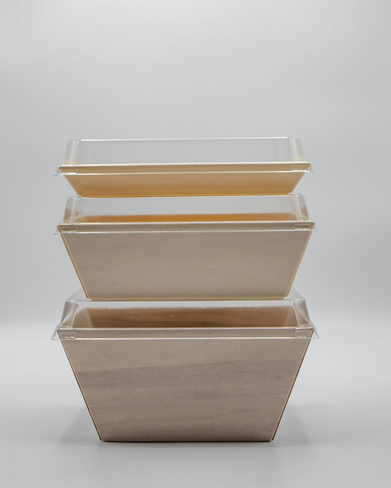 6"x8"x3" Small Deep Balsa Wood Tray with Clear PET Lid