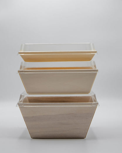 6"x8"x3" Small Deep Balsa Wood Tray with Clear PET Lid