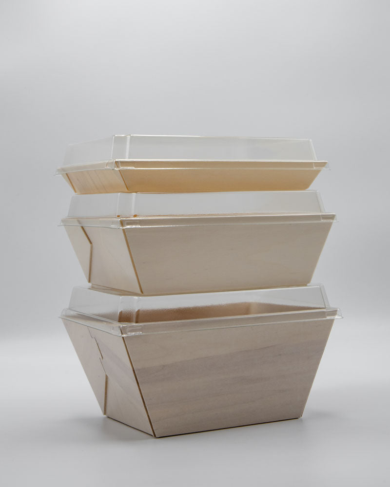6"x8"x2" Small Balsa Wood Tray with Clear PET Lid