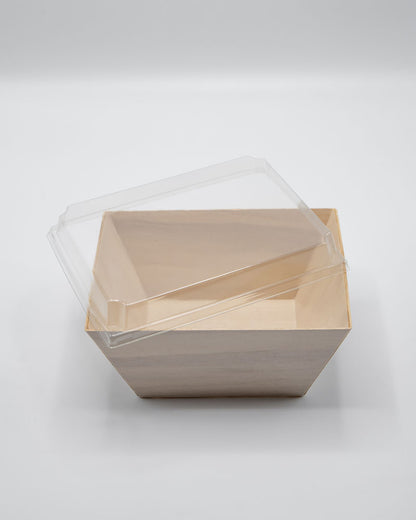 6"x8"x3" Small Deep Balsa Wood Tray with Clear PET Lid