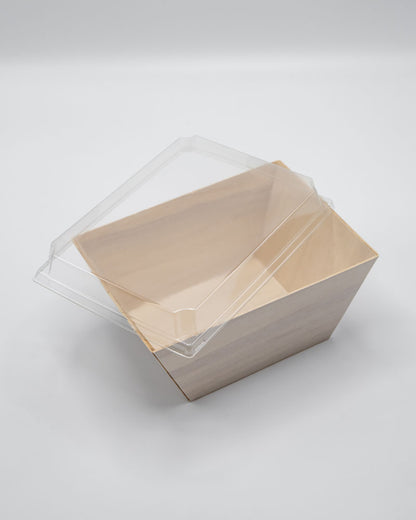 6"x8"x3" Small Deep Balsa Wood Tray with Clear PET Lid