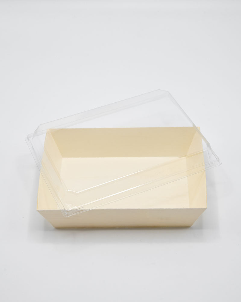 6"x8"x2" Small Balsa Wood Tray with Clear PET Lid