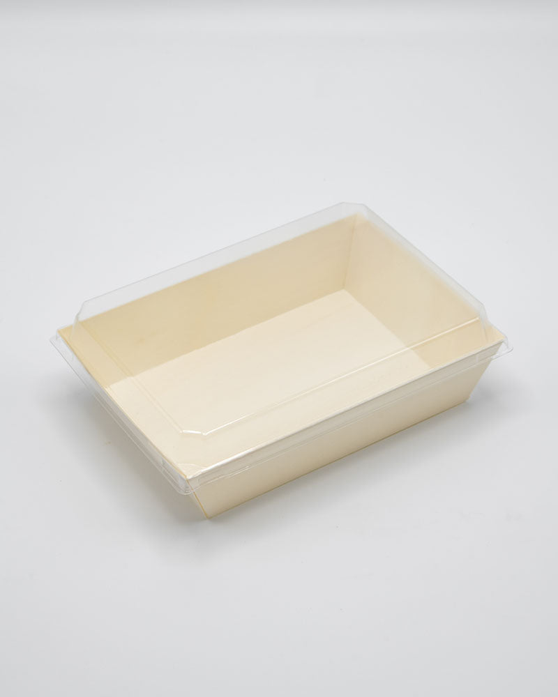 6"x8"x2" Small Balsa Wood Tray with Clear PET Lid