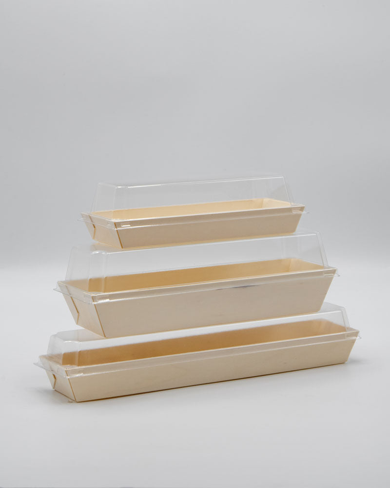 7.7"x3" Standard Balsa Wood Tray with Clear PET Lid