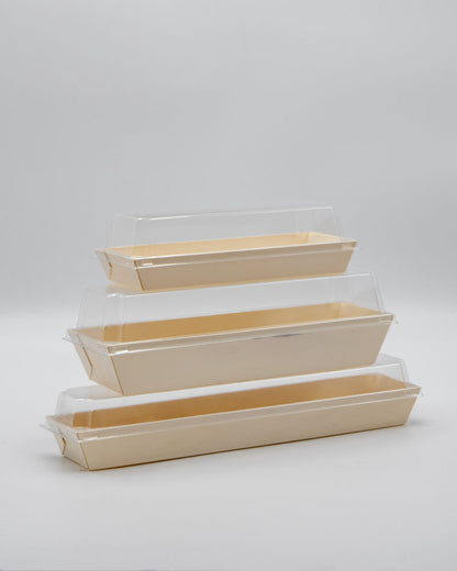 7.7"x3" Standard Balsa Wood Tray with Clear PET Lid