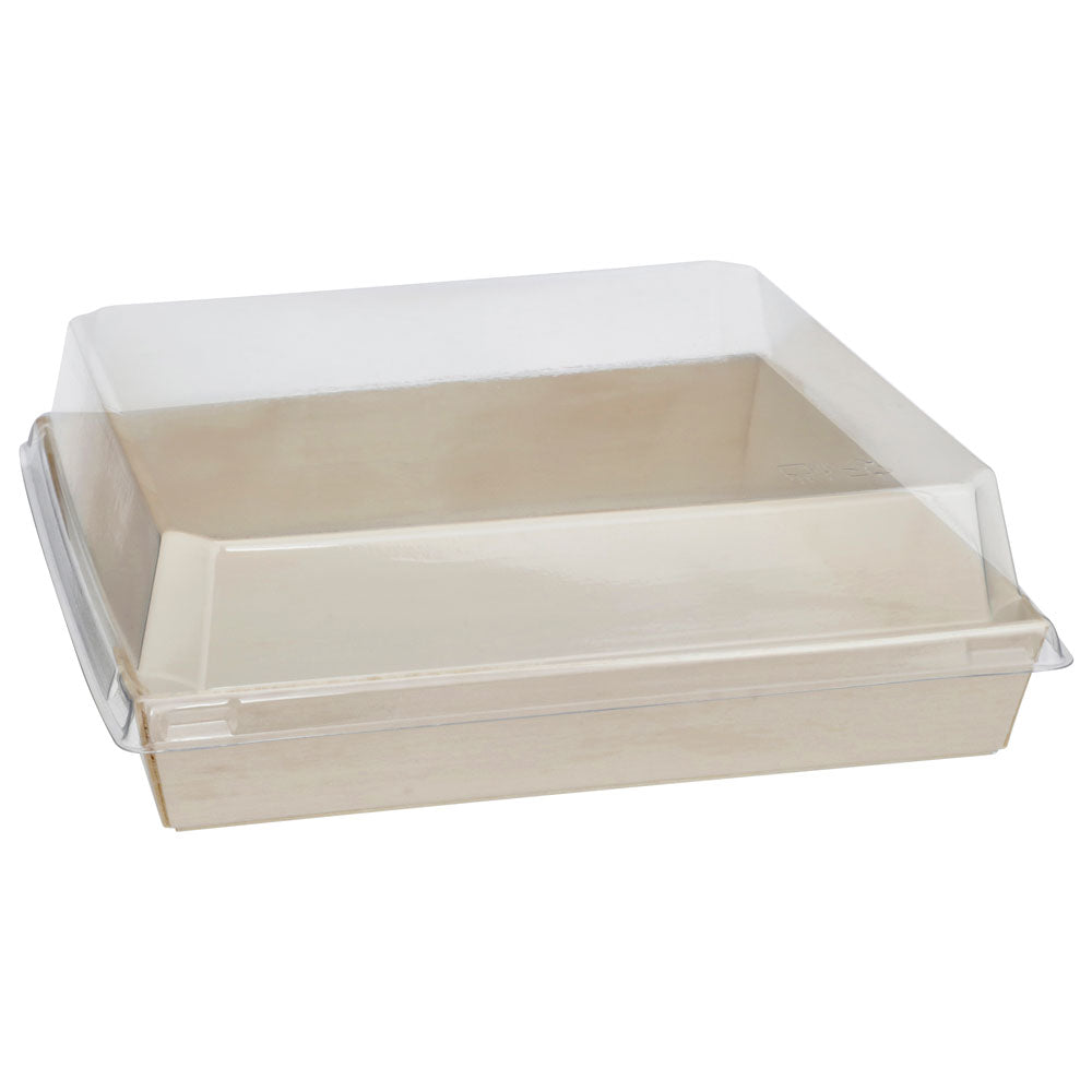7"x7" Standard Balsa Wood Tray with Clear PET Lid