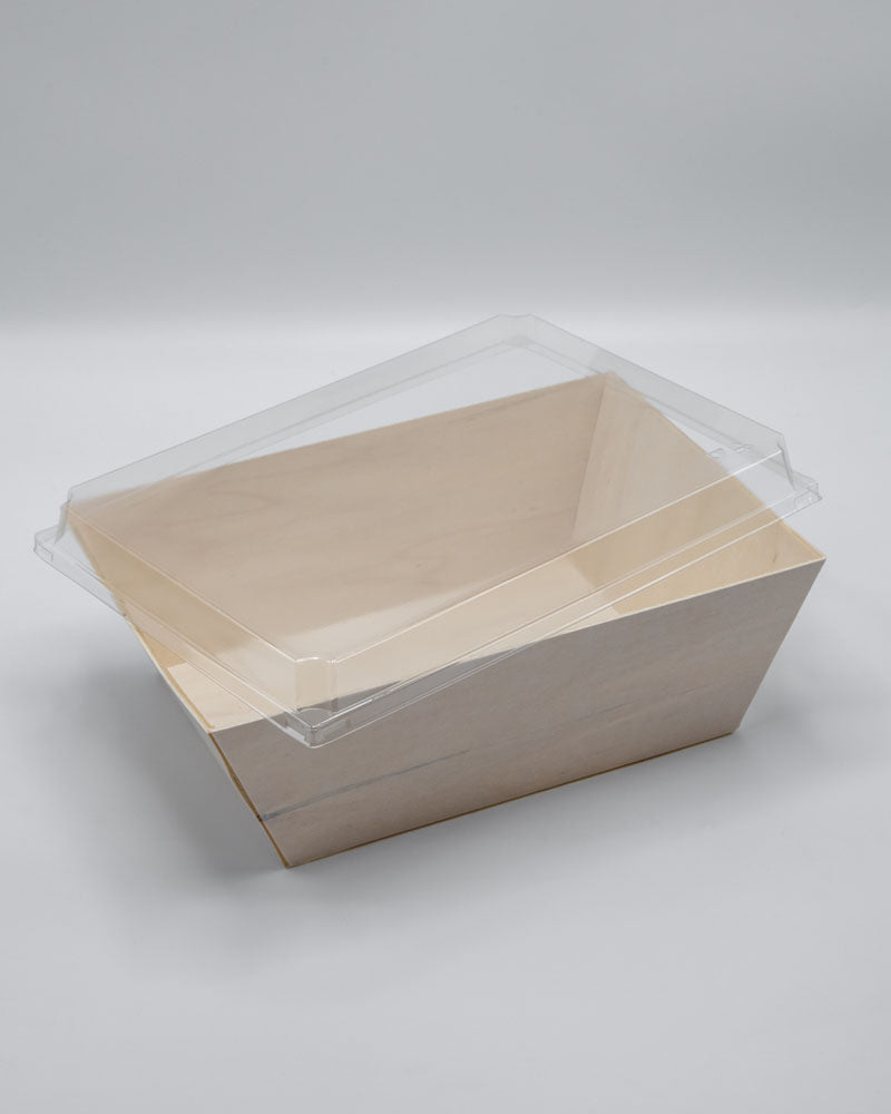 8"x11"x3.5" Large Balsa Wood Tray with Clear PET Lid