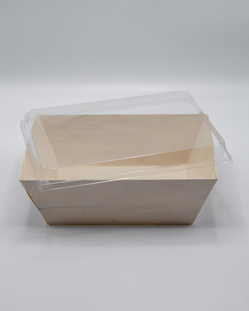 8"x11"x3.5" Large Balsa Wood Tray with Clear PET Lid