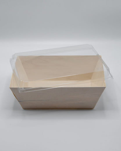 8"x11"x3.5" Large Balsa Wood Tray with Clear PET Lid