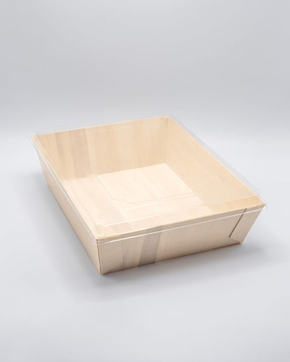 8"x11"x3.5" Large Balsa Wood Tray with Clear PET Lid