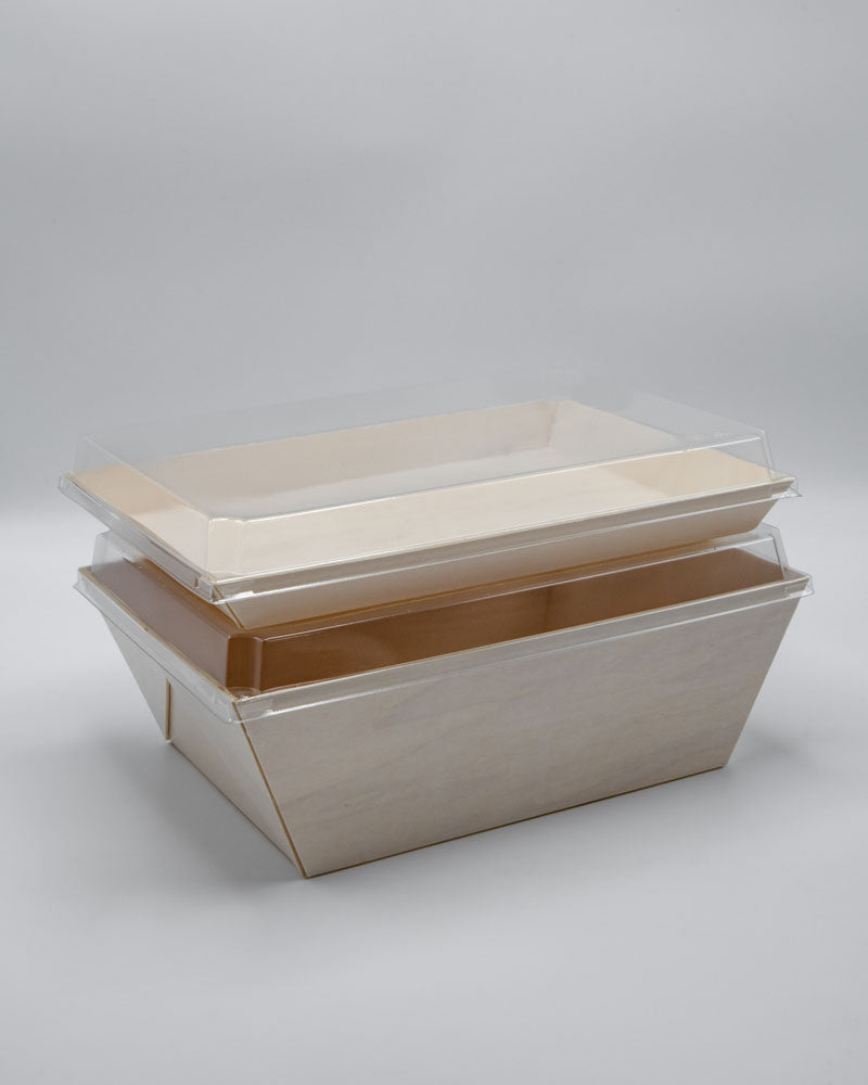 8"x11"x1" Large Balsa Wood Tray with Clear PET Lid