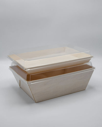 8"x11"x1" Large Balsa Wood Tray with Clear PET Lid
