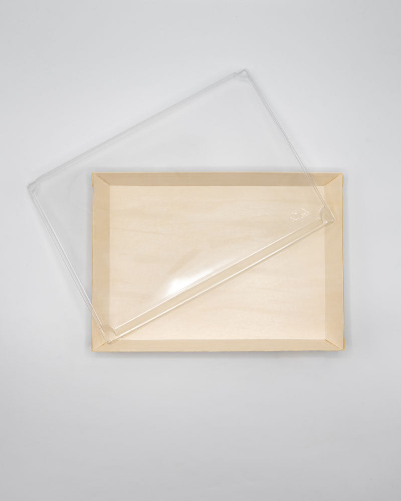 8"x11"x1" Large Balsa Wood Tray with Clear PET Lid