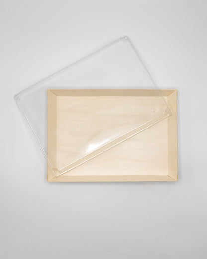8"x11"x1" Large Balsa Wood Tray with Clear PET Lid