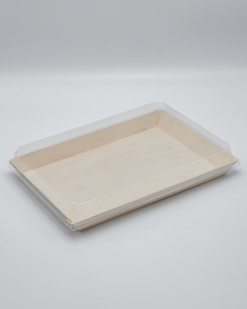 8"x11"x1" Large Balsa Wood Tray with Clear PET Lid