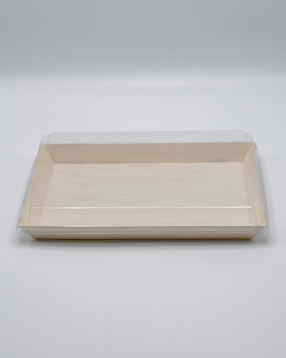 8"x11"x1" Large Balsa Wood Tray with Clear PET Lid