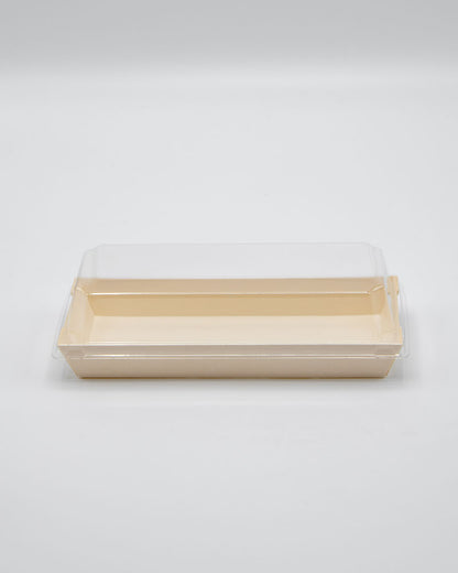 9.8"x3"x1.5" Large Balsa Wood Tray with Clear PET Lid