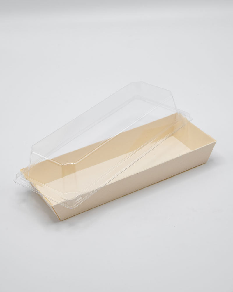 9.8"x3"x1.5" Large Balsa Wood Tray with Clear PET Lid