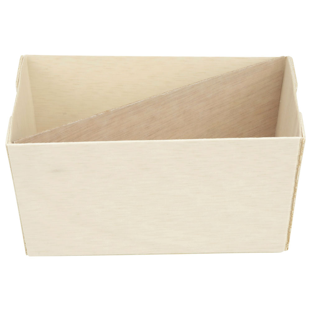 7"x7"x4" Square Balsa Wood Fixed Side Tray with Cross Diagonal Partitions