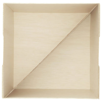 7"x7"x4" Square Balsa Wood Fixed Side Tray with Cross Diagonal Partitions
