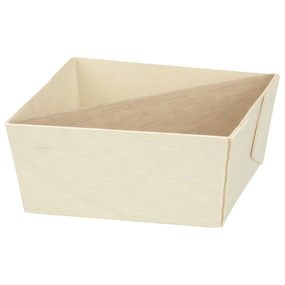 7"x7"x4" Square Balsa Wood Fixed Side Tray with Cross Diagonal Partitions