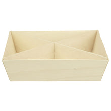 12"x12"x3" Large Square Balsa Wood Fixed Side Tray with Cross Diagonal Partitions