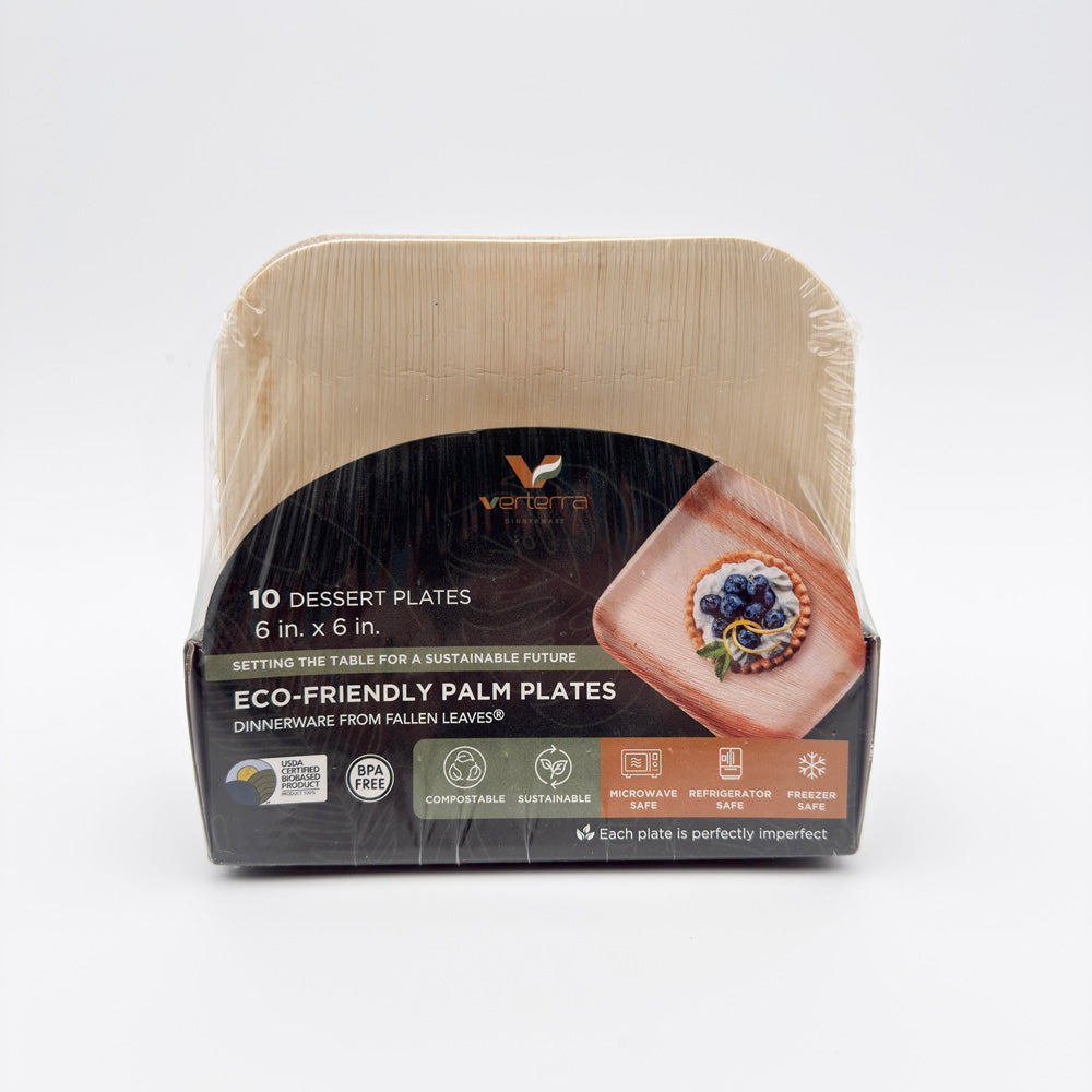 6"x6" Square Palm Plate (10 Packs of 10)